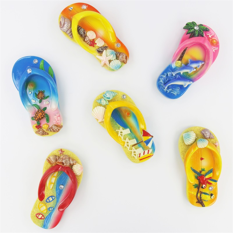 Custom Hand Made 3D Resin Slippers Shapes Statue Crafts Tourist Souvenir Fridge Magnet