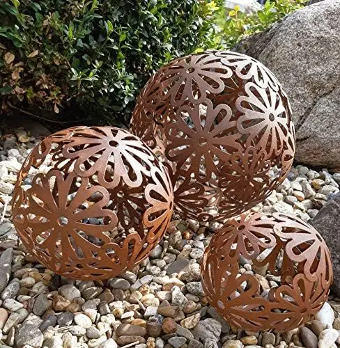 Stainless Steel Metal Laser Cutting Ball Crafts Corten Steel Irregular Sculpture Garden Outdoor Metal Statue