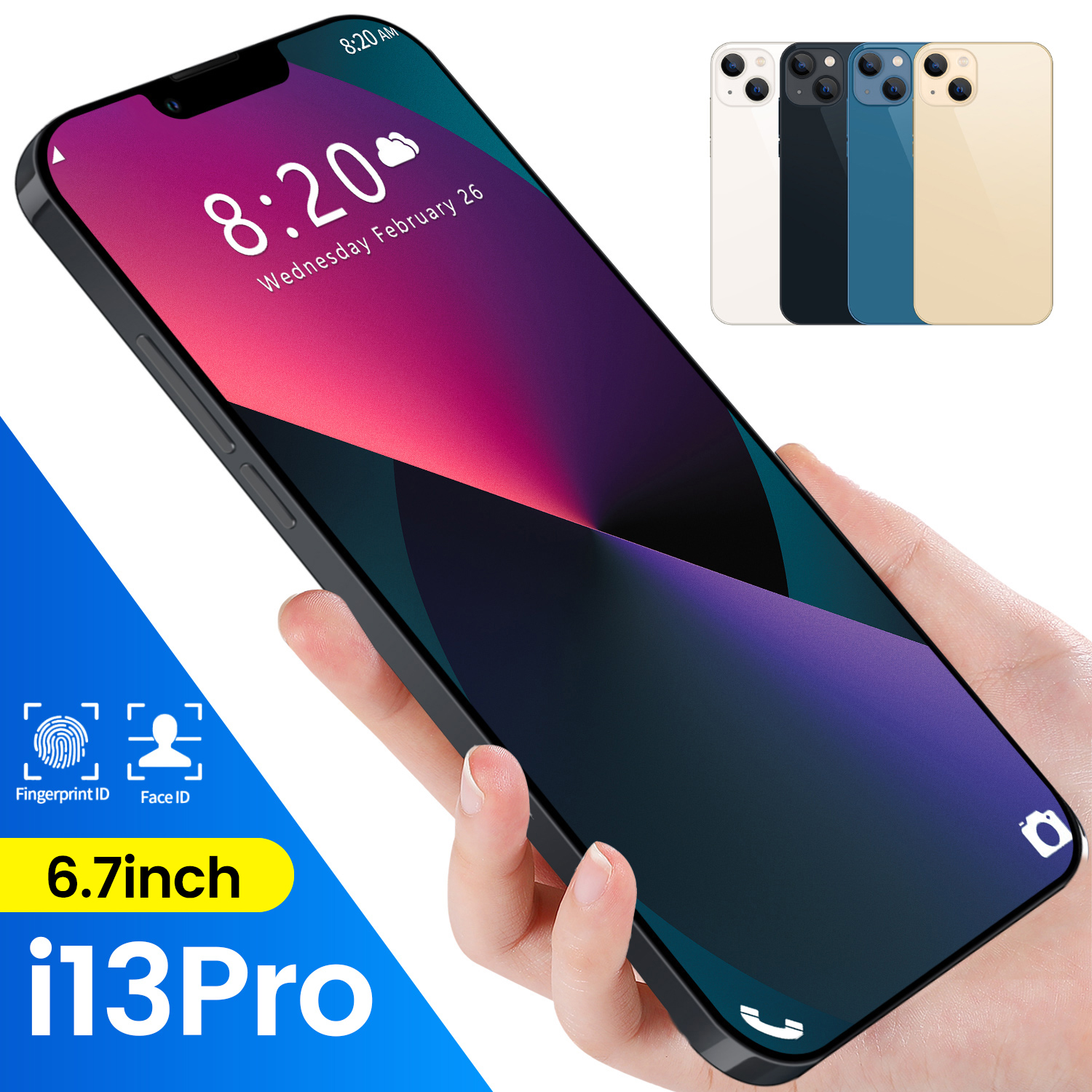 2021 оригинальный телефон i13 Pro 6,7 дюймов Android смартфоны 12 Гб + 512 ГБ 10 ядер 5G LET сотовые телефоны 2 камеры мобильные телефоны