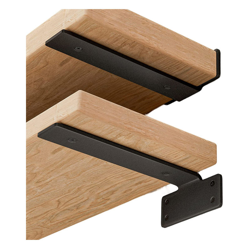 Zuogang Heavy Duty Iron Industrial Black Float Shelf Bracket Hardware Metal Supports Hidden L Brackets For Shelves