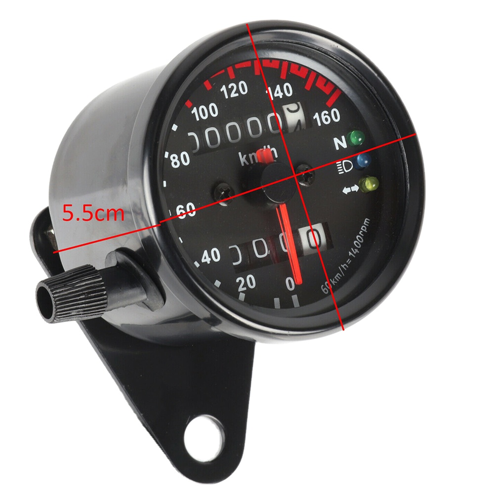 12V Motorcycle Tacho Kilometer Tachometer LED Control lamps Universal DE