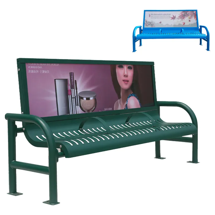 custom outdoor furniture public garden street metal bench chair decorative park long modern steel advertising bench seat