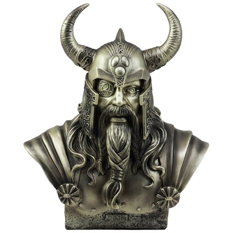 Wholesale Norse Mythology Chief God Odin Ruler Resin Home Decoration Bust Statue Cold Cast Viking Figurine Bronze Sculpture