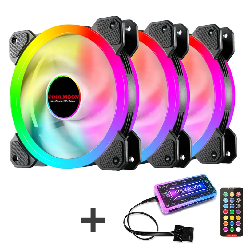 Кулер COOLMOON sunshine RGB, 120 мм, 3 вентилятора, 1 комплект контроллеров, охлаждающий вентилятор для корпуса компьютера
