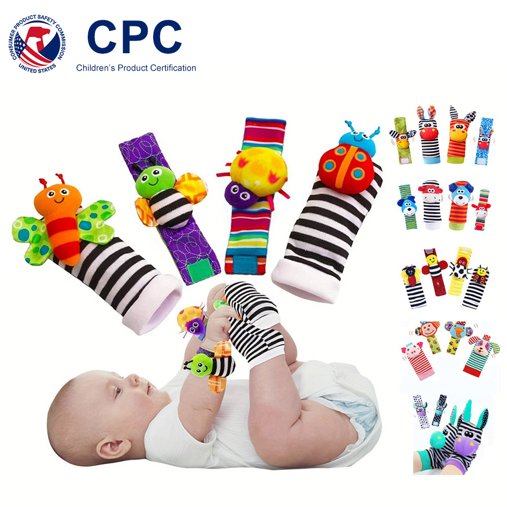 Animal Newbron Toddlor Learning Toy Baby Infant Wrist Rattle Socks Toys For 3-6 to 12 Months Girl