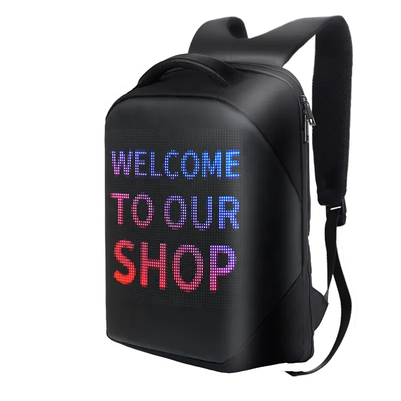 New Media Waterproof Walking Billboard Mobile Control Smart School Bag 3D display screen advertising led backpack