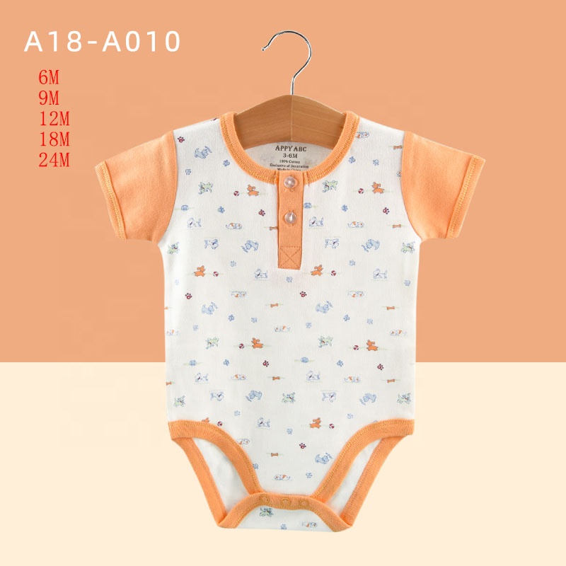 Short sleeves plain cotton jumpsuit romper summer baby boys clothing