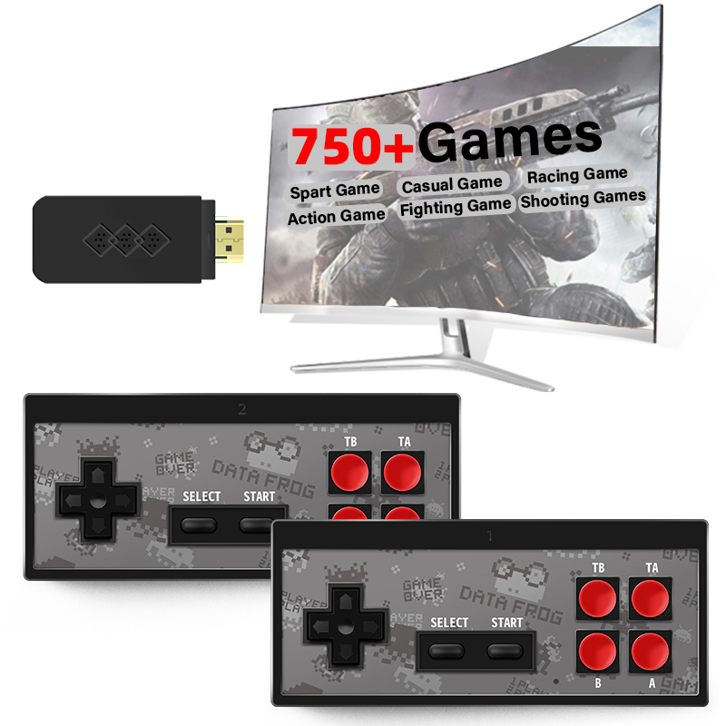 Новый вывода изображения высокого разрешения через 750 игры Встроенный plug and play беспроводной игровой консоли с двумя контроллер