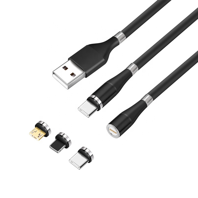 Быстрая зарядка 3 в 1 силиконовый Магнитный USB-кабель 8pin Type C Micro B зарядный кабель для телефонов