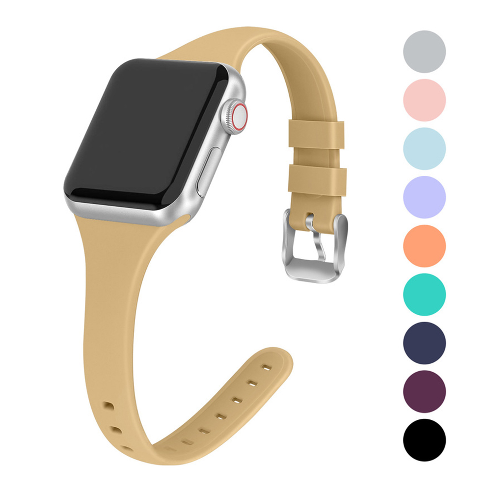 Мягкие силиконовые узкие тонкие сменные спортивные браслеты для Apple watch для iWatch Series 6 5 4 3 2 1 SE