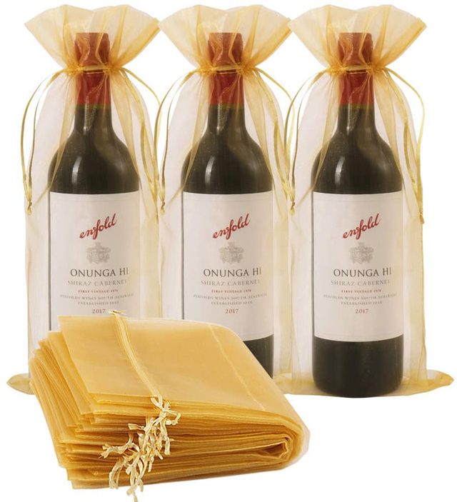 Organza Wine Bags Wine Bottle Gift Bags with Drawstring for Wedding Birthday Party Festival Gift Favors