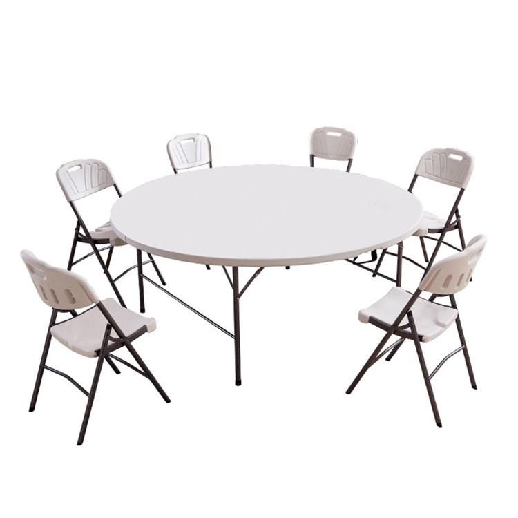 Прямая продажа с фабрики, для праздника, для торжества, портативный 6/5/4ft пластиковый складной круглый обеденный стол для ресторана