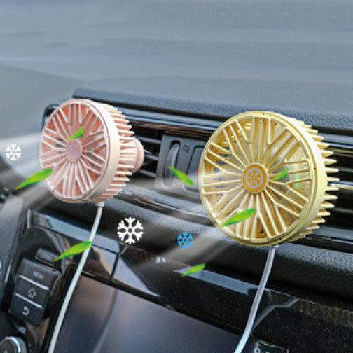 Автомобильный мини-вентилятор охлаждения Macaroon с USB, вращение на 360 градусов, 3 скорости, цветное дышащее освещение, зажим для вентиляционного отверстия