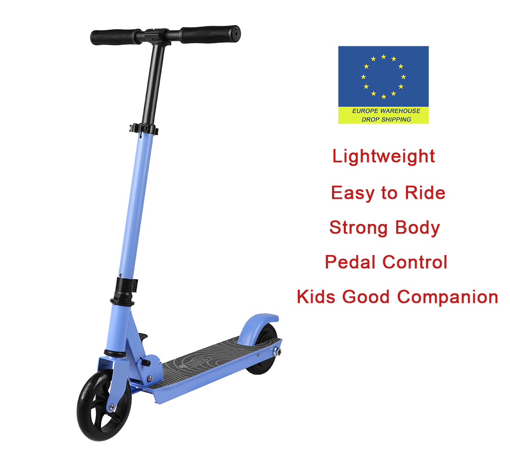 Portable Moped Easy to Ride Lightweight EU Europe Warehouse Foldable Safer Toy Kick Kids E Electric Foot Scooter