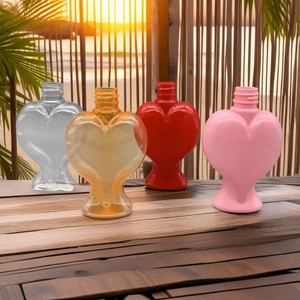 New Style Valentine's Day 100ml Sloping Shoulder Clear/Red/Orange/Pink PET Plastic Heart Shaped Bottle With Anti-theft Cap