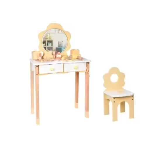 New Educational Learning Toy Gift Preschool Kids Role Pretend Play Table Chair Toys with Mirror for Girl Wooden Make Up Game