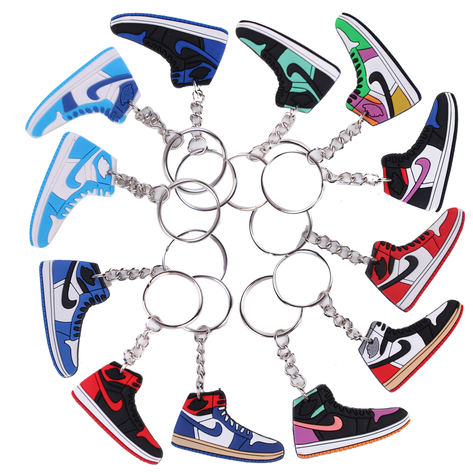 2024 New pattern PVC rubber key chains DIY promotional gift Wholesale cartoon sneaker key ring custom design car key accessories