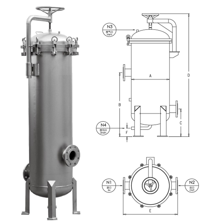 Stainless Steel Bag Filter Housing With Filter Bag Size #2