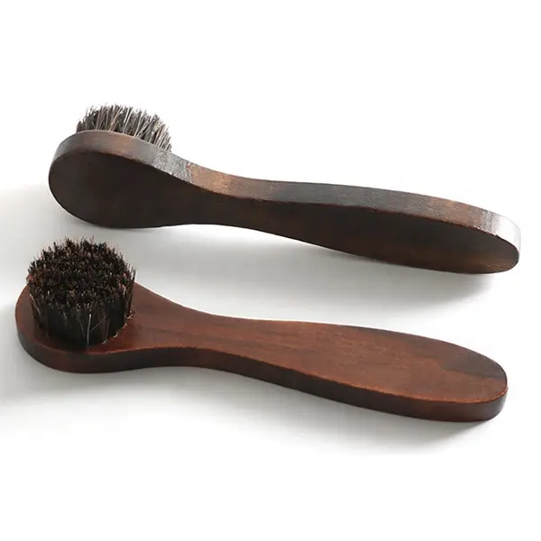 Long Wooden Handle Round Head Shoe Shine Brush