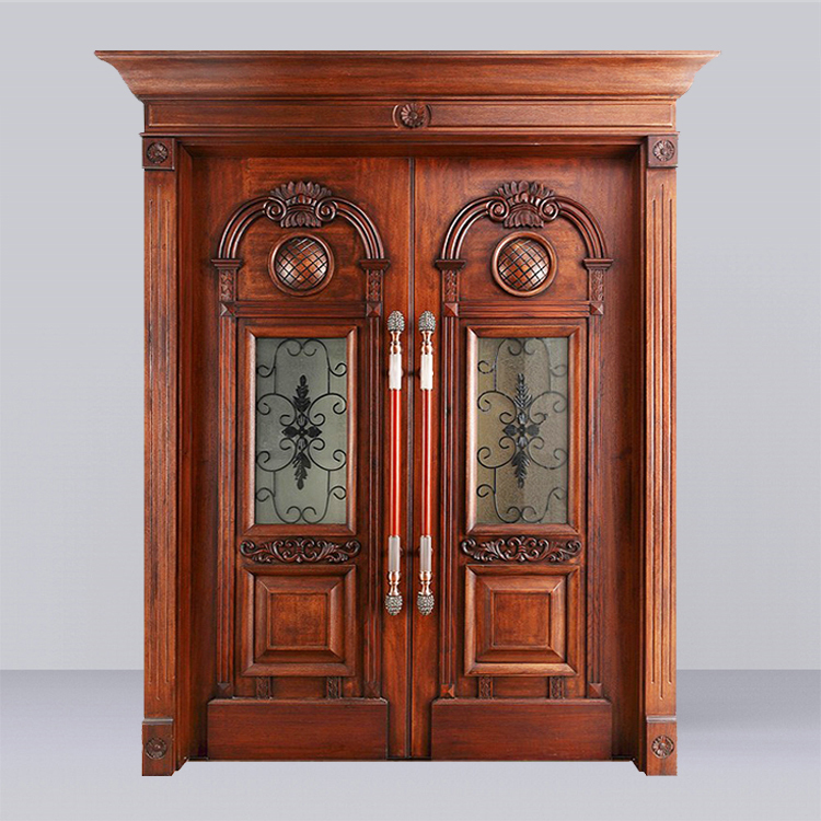 High quality double entry hard wood doors design pictures new models luxury exterior glass inserts polish color main wooden door