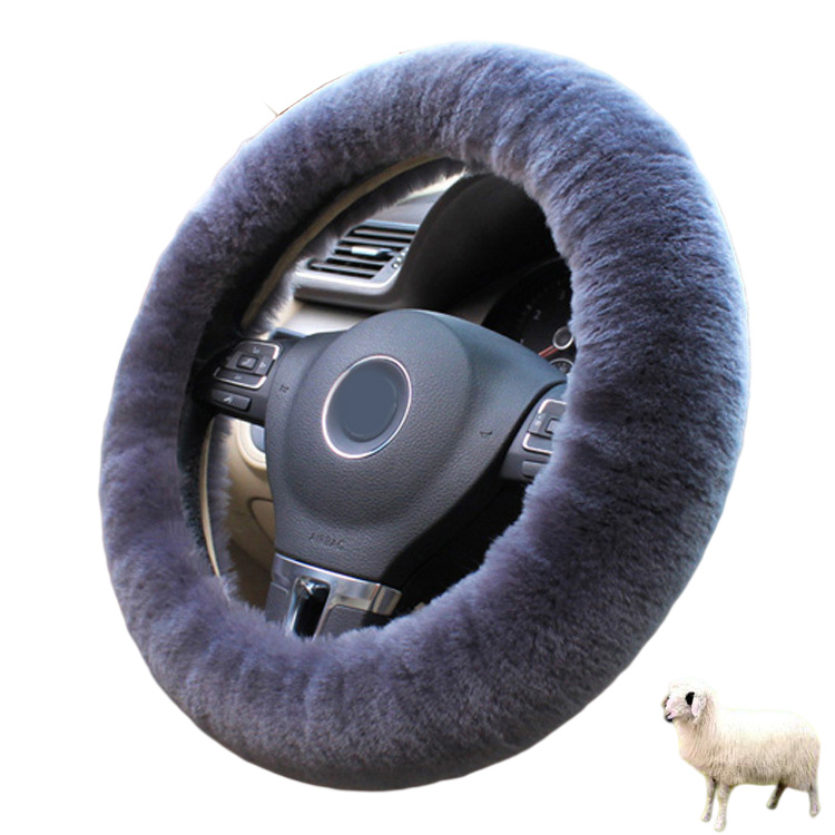 Winter warm pure long wool car steering wheel cover