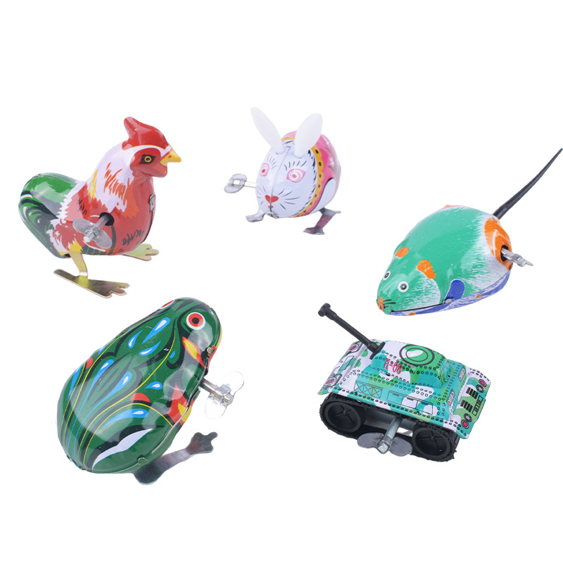 Wholesale Classic Tin Jumping Iron Frog Action Figures Wind up Clockwork Toy for Children Kids Classic Baby Toys