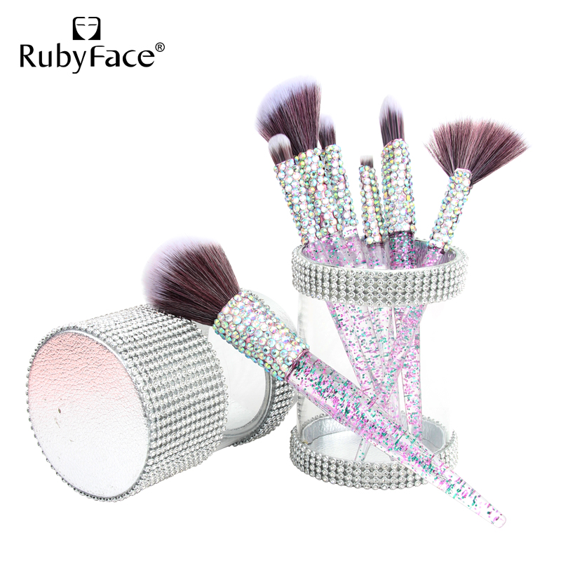 Набор кистей для макияжа rubyface с кристаллами и бриллиантами, 7 шт., 2020, в наличии, Заводская поставка