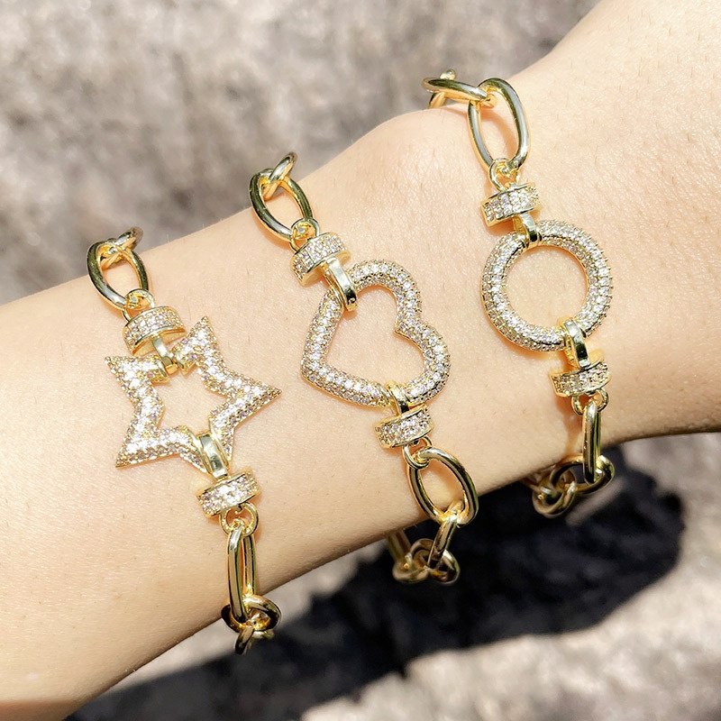 2021 Fashion Jewelry Butterfly Bracelet 18K Gold Plated Round and Star Bracelet For Woman