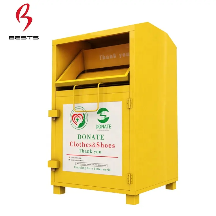 China Public Galvanized Steel Metal Textiles Clothing Donation Container Clothes Collection Bins