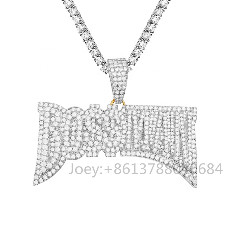 925 Sterling Silver Gold Plated Jewelry VVS Moissanite Diamond Pendant For Wholesale