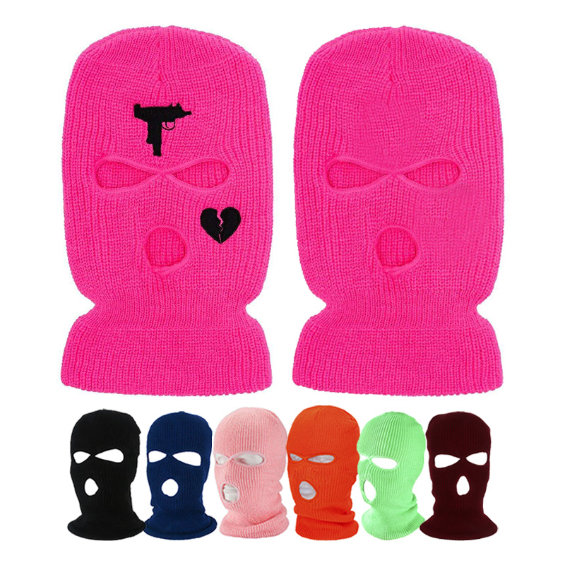 Wholesale Custom Winter Man Women Knitted 3 Hole Designer Ski-mask Skimask Fleece Balaclava Motorcycle Full Face Ski Mask Hat