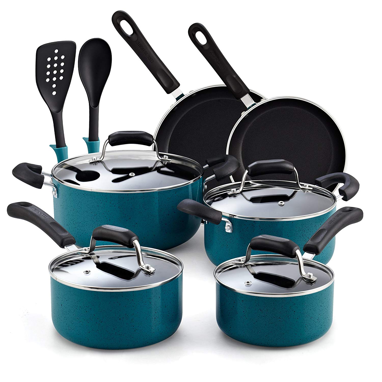 12Pcs Life Smile Kitchen Non Stick Ceramic Stone Coating Wholesale Cookware Set