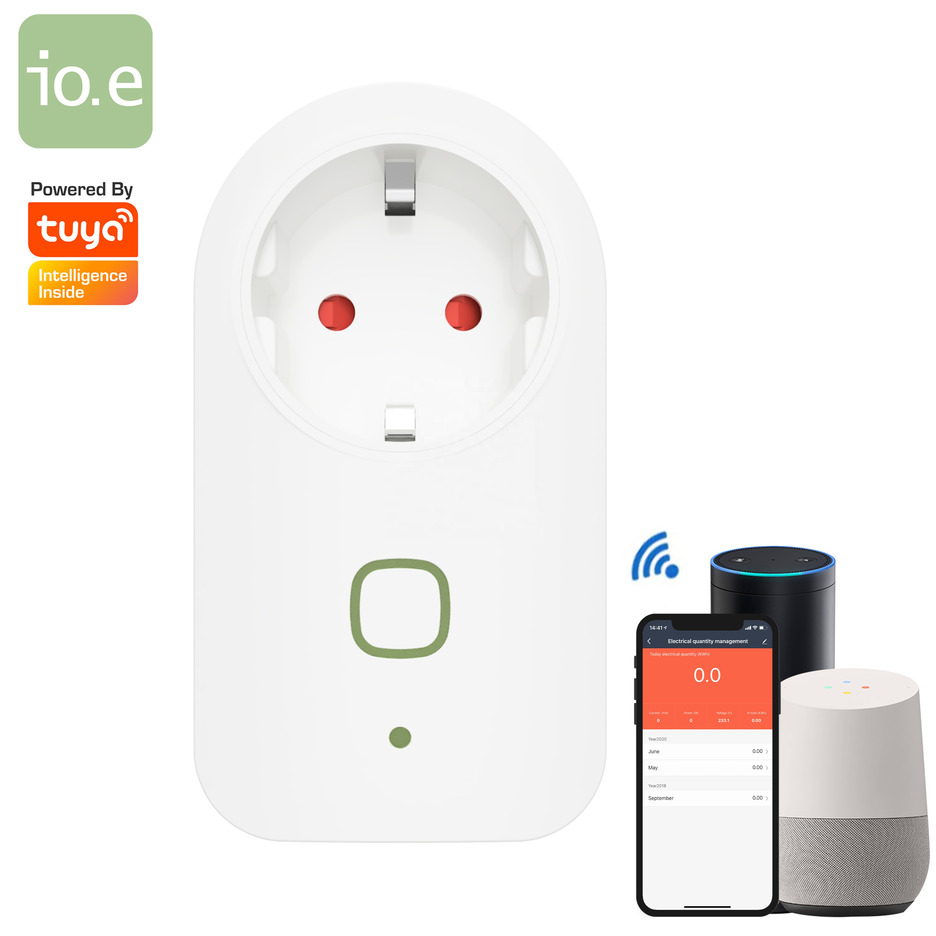 Умная Wi-Fi розетка Tuya Smart Alexa Google Home Голосовое управление измеритель мощности