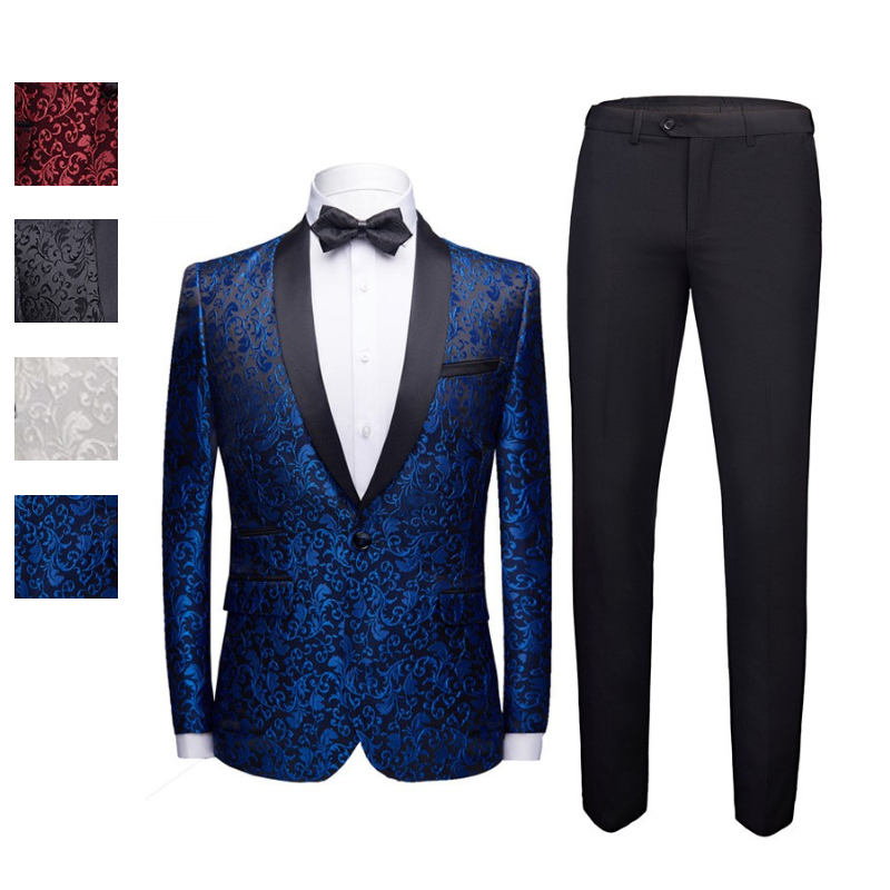 Mens Business Suits Set Luxury Tuxedos Jacquard High Quality Suits Set For Men Wedding Mens Blazers Slim Fit Costume Homme S-6XL