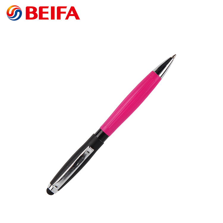 KB901215 Cheap Rubber Grip Touch Head Plastic Ball Point Pen With Metal Clip