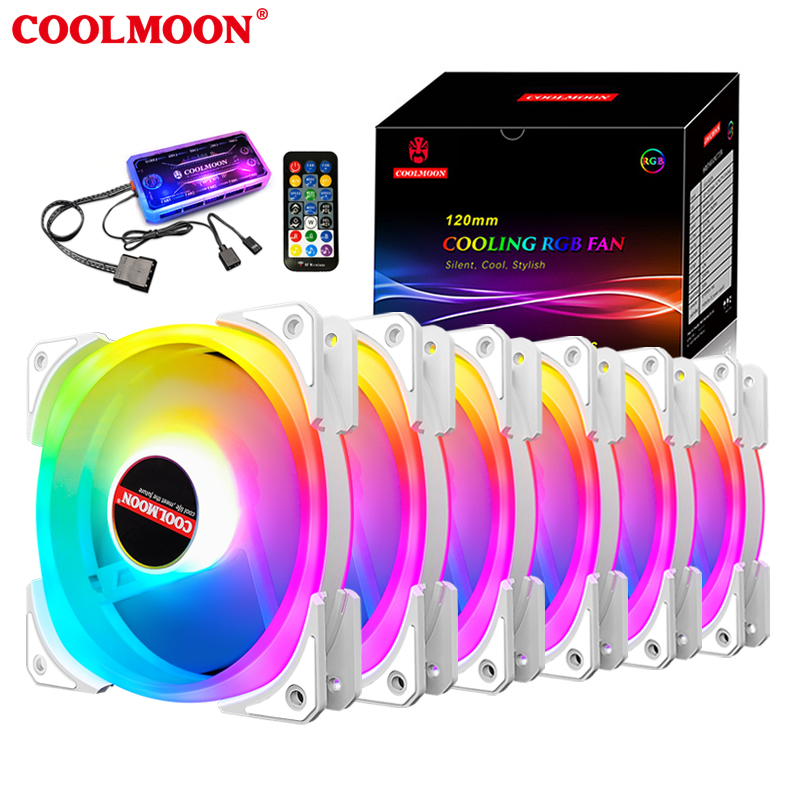 COOLMOON Dual-овальной II 120 мм вентилятор для корпуса компьютера 5V ARGB контроллер пульт дистанционного управления двухсторонний СВЕТОДИОДНЫЙ вал свечение тихий вентилятор RGB