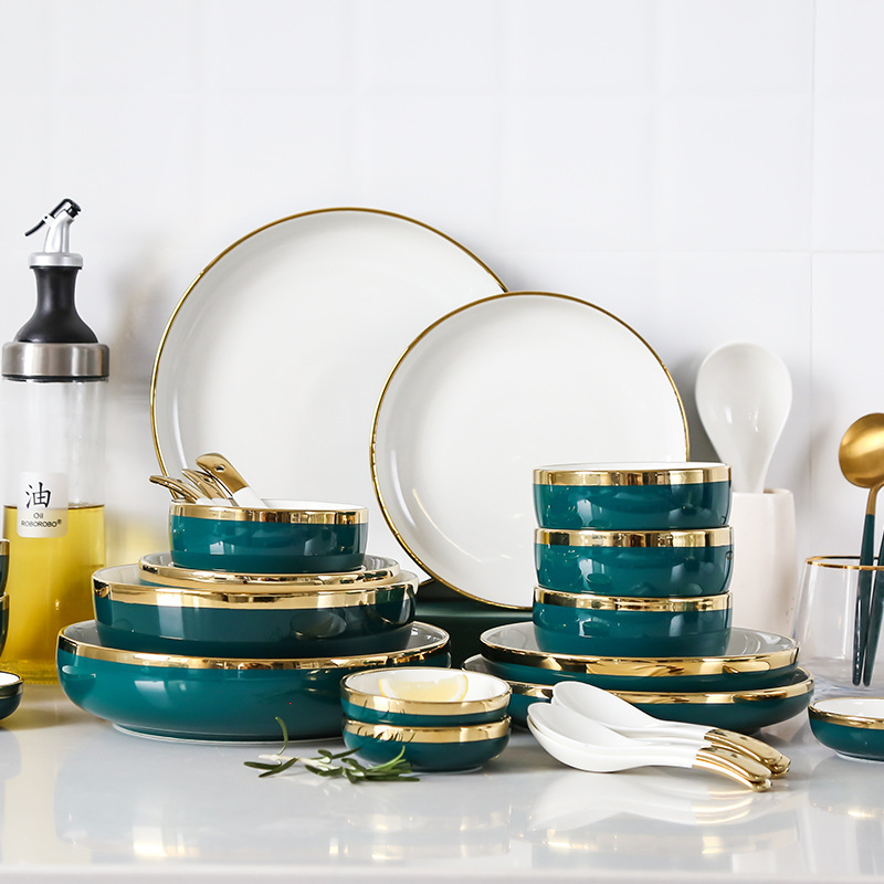 Wholesale Luxury Restaurant Hotel Home Porcelain 2 Person Plate Set Bone China Ceramic Dinnerware Tableware Sets