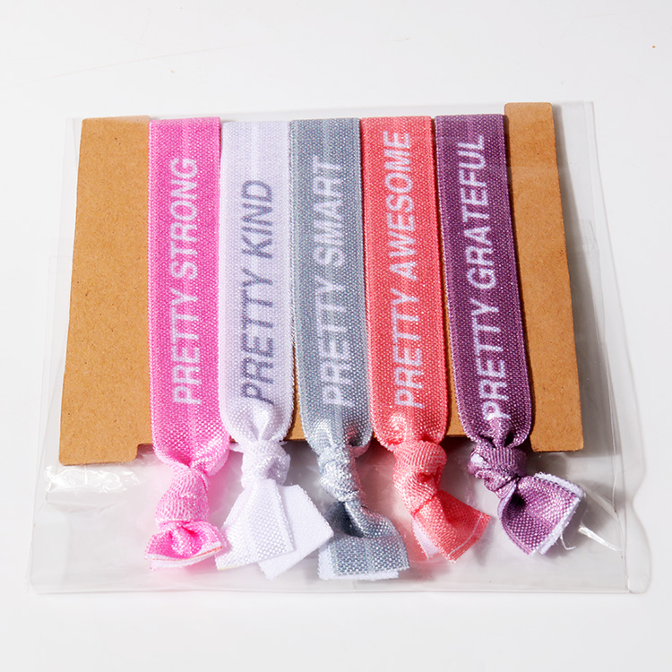 Fashion custom printed polyester hand knotted elastic hair tie