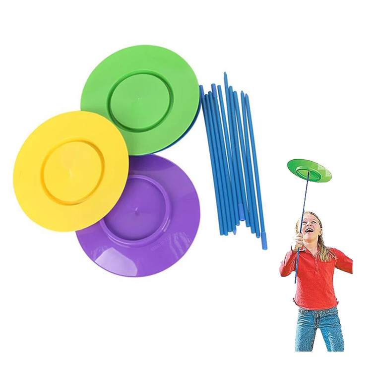 Juggle Plates With Stick For Sport Training Equipment Acrobatic Spin Plate Turntable Boomerang Toy