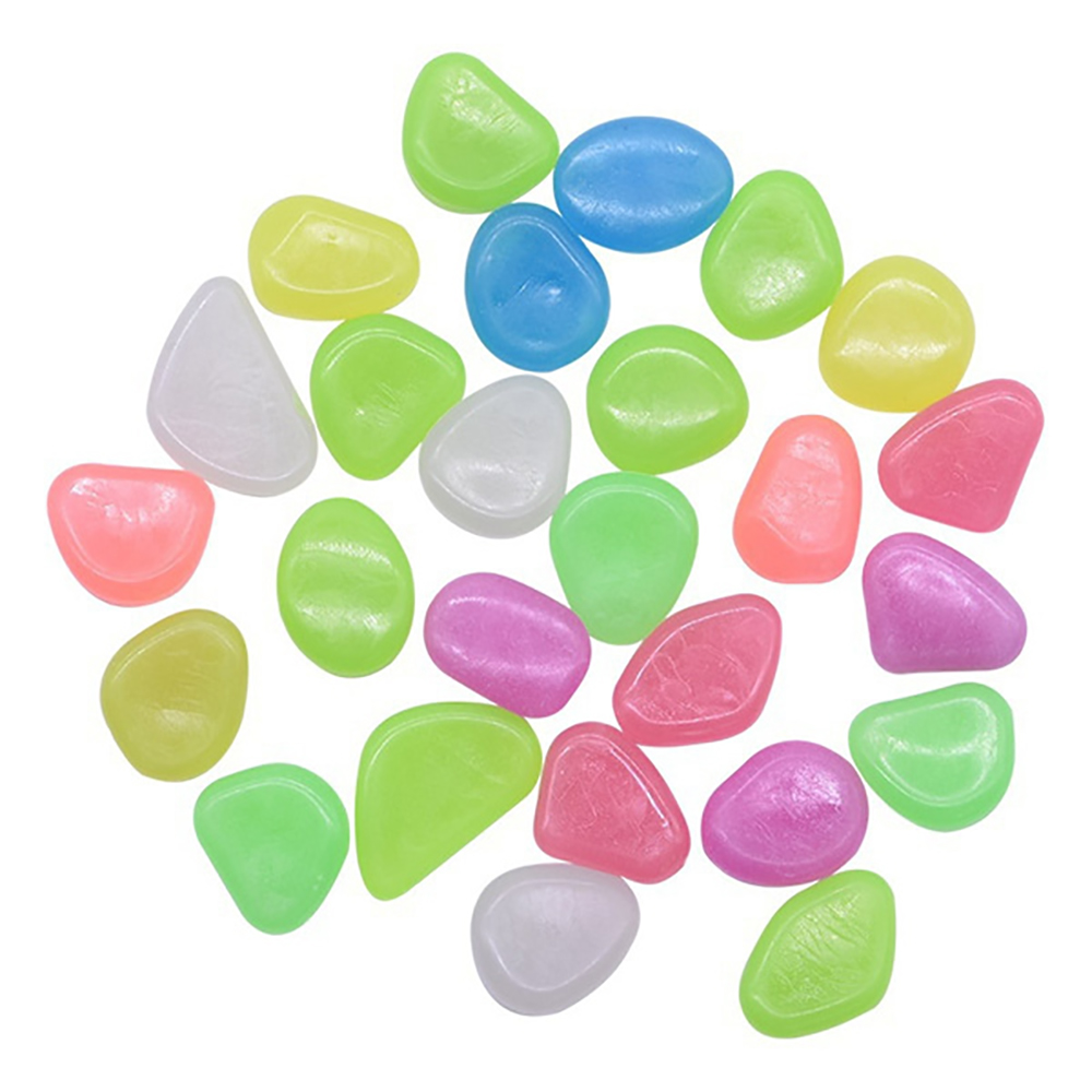 100 pcs Gardening decoration Stones Pebbles Glow Stones Rocks for Walkways Garden Path Patio Lawn Garden Yard Decor Luminous