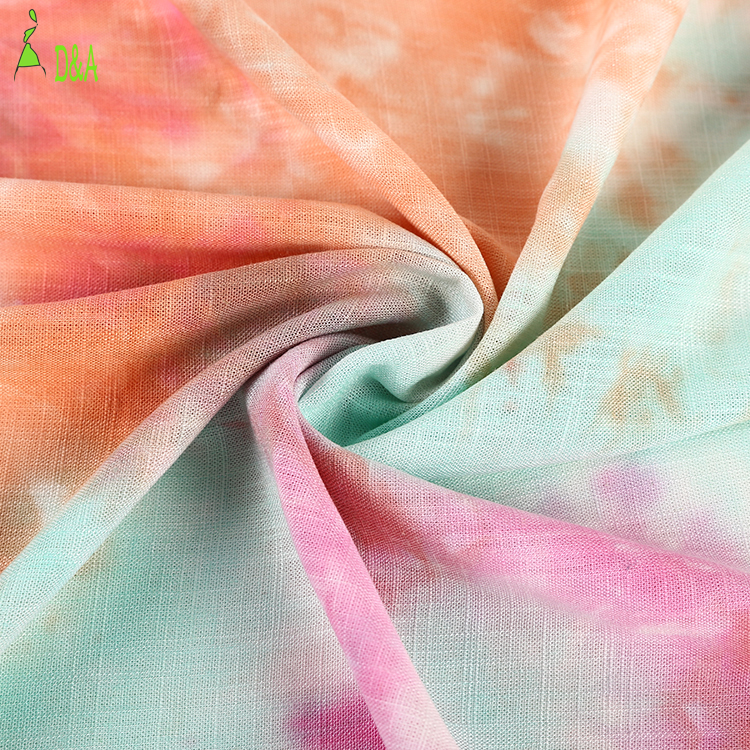 Eco-friendly women multicolor woven tie-dyed plain rayon fabrics for korea