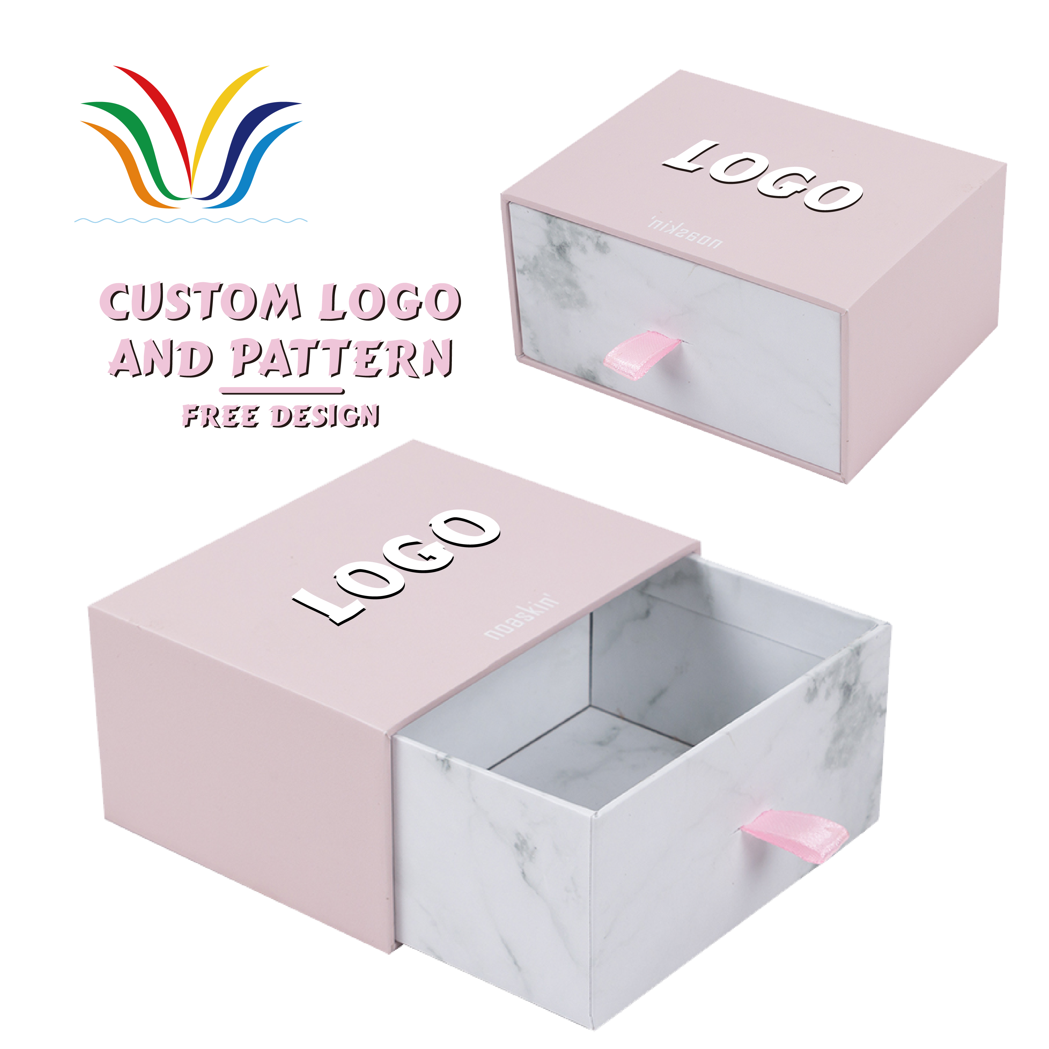 Customized Paper Cardboard Drawer, Sliding Gift Boxes, Necklace, Earring, Bracelet, Ring, jewelry Packaging Box, Pink