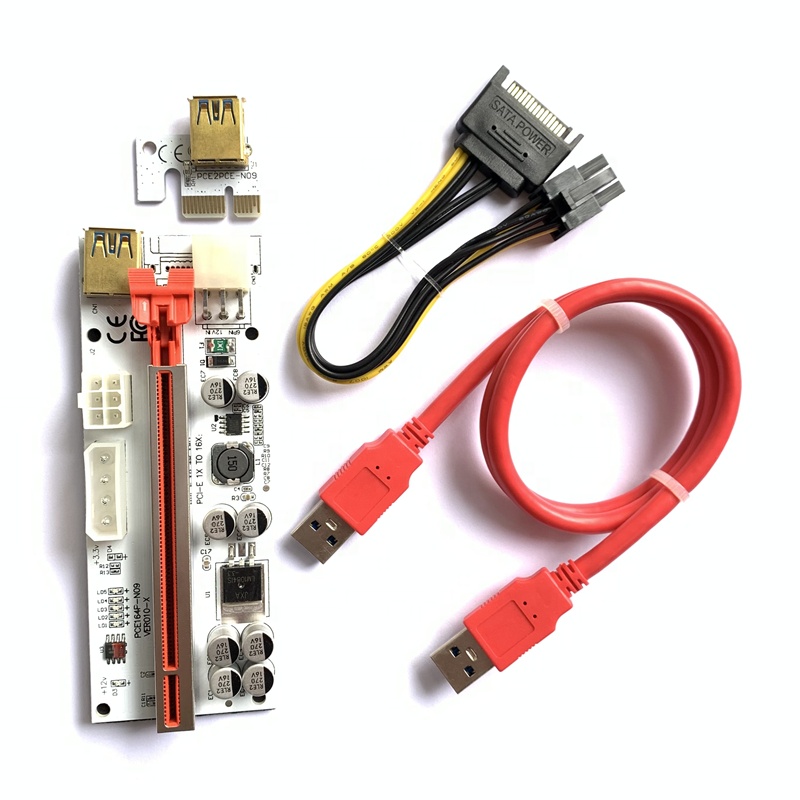 New Model Pcie riser VER 010S hub PCIE Riser Mining case 1X-16X USB3.0 Extrender card