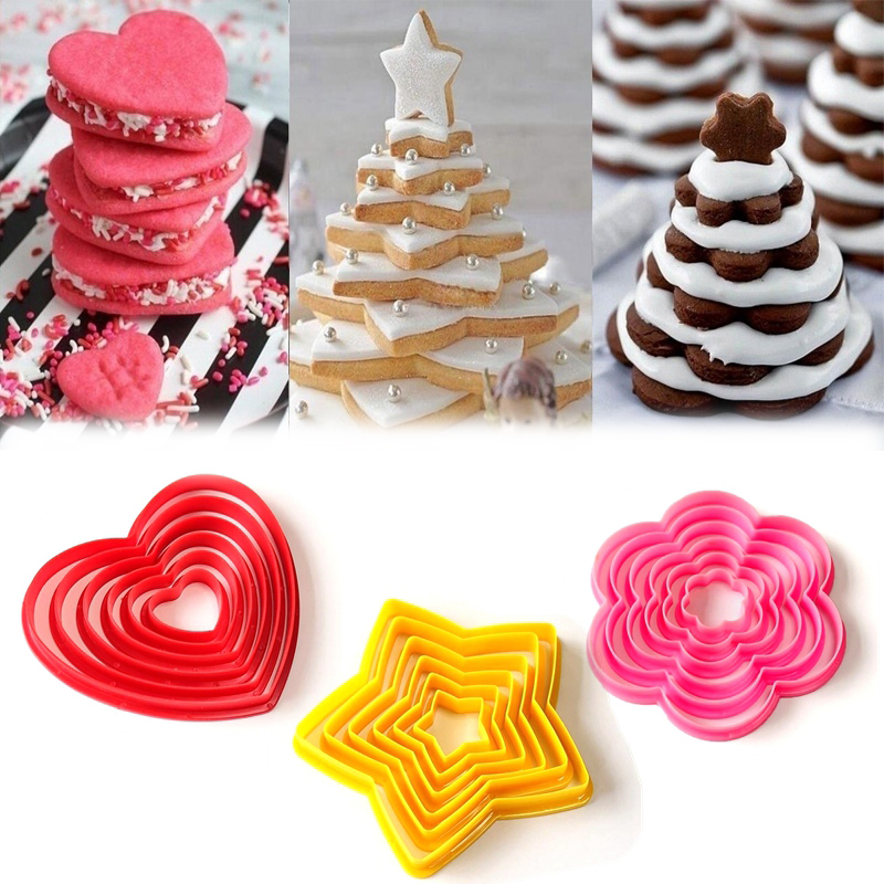 6 шт. 3D DIY Сердце Звезда цветок Рождественская елка печенье резак для торта 3D Рождественский набор резаков для печенья для дома Новогодняя вечеринка
