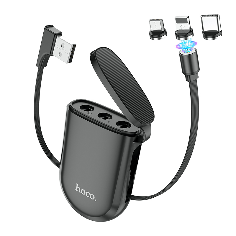 HOCO S50 3-in-1 Treasure box magnetic charging cable(for Lightning/Micro/Type-C)