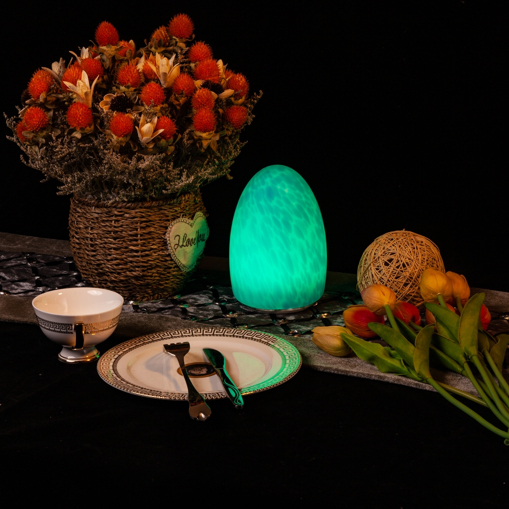 New Product Powerful Glass Lampshade LED Rechargeable Home Decor Table Lamp