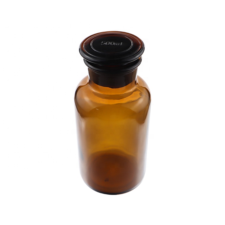 Chemistry Experiment 8 OZ 250ml Apothecary Pharmacy Reagent Bottle Brown Amber Glass Bottle