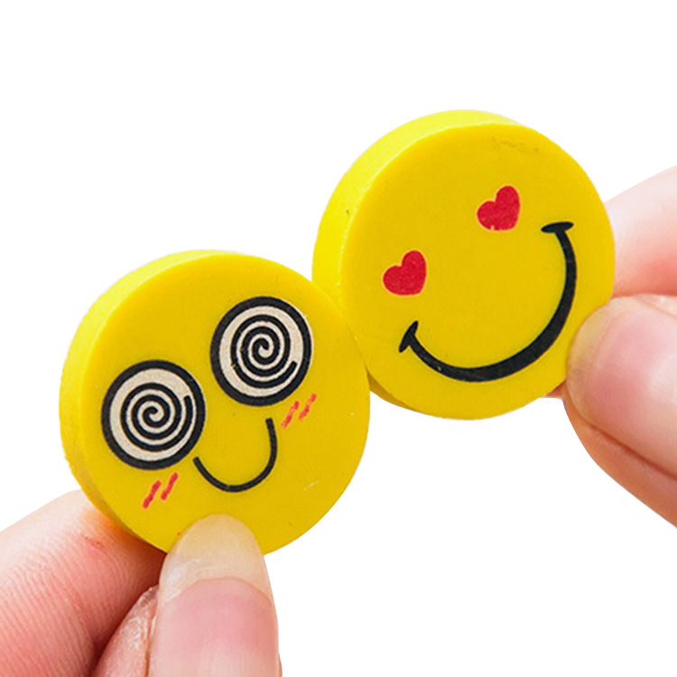 Gift promotion Yellow round TPR material clean emotional expression eraser for school student