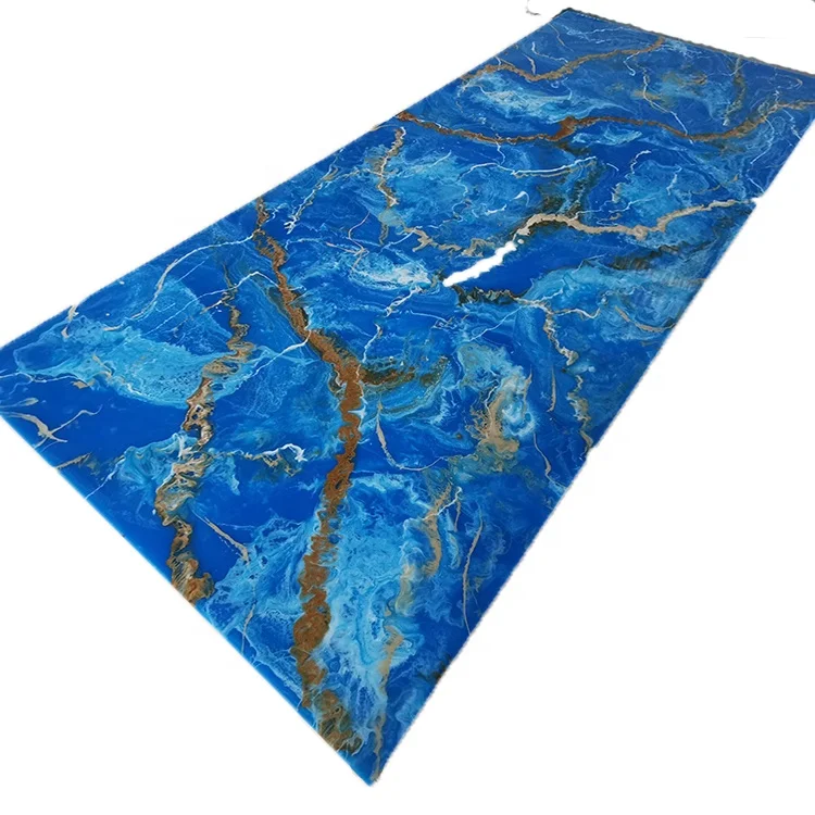 Stone Wall Panels Blue Onyx Marble Price Backlit Acrylic Resin Sheet For Home Decor Brick Wall