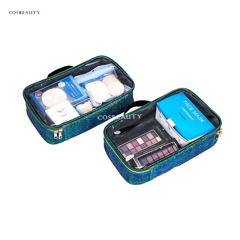 Glitter Leinwand-Make-up-Tasche leer Kosmetiktasche benutzerdefinierte Kosmetik Reisetasche Make-up